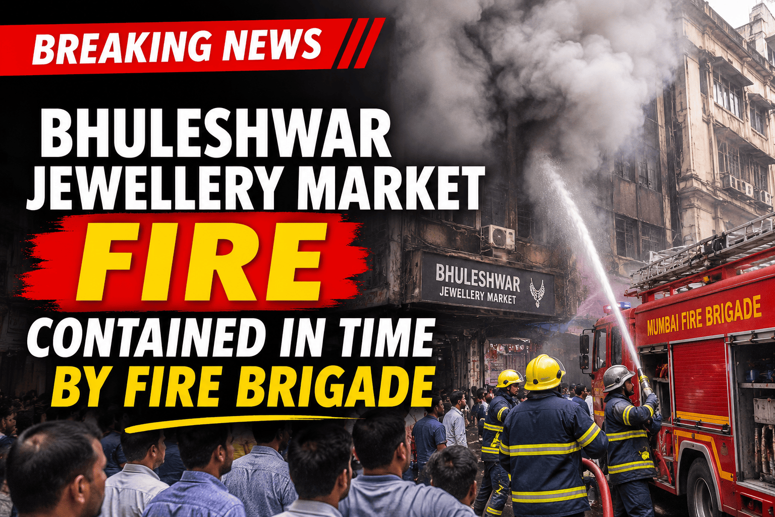 BHULESHWAR JEWELLERY MARKET FIRE CONTAINED IN TIME BY FIRE BRIGADE